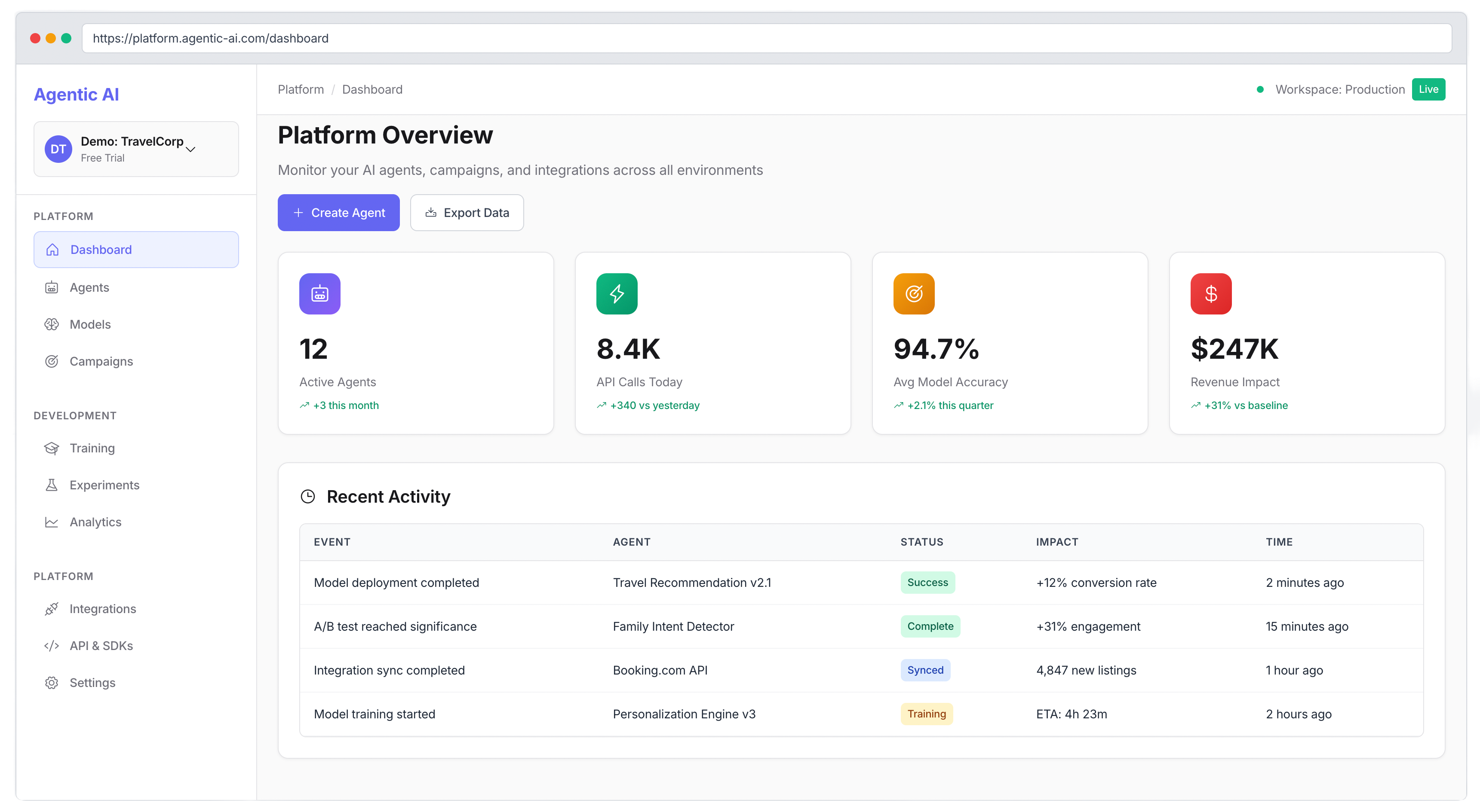 Agentic AI Platform Dashboard